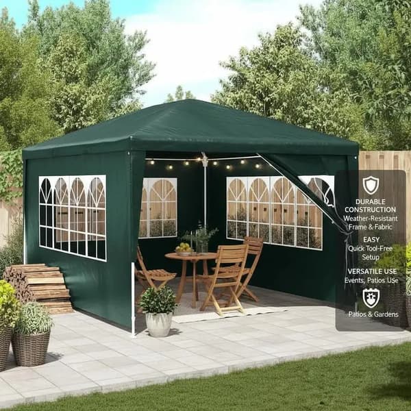 Paviljong, UV-skydd, Hållbart PVC-material,grön