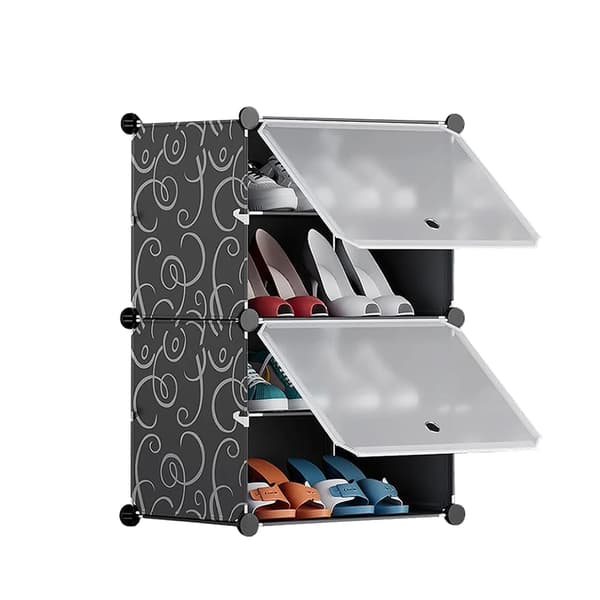 Sko Rack, Justerbare Hylder, Moderne Minimalistisk Design,sort