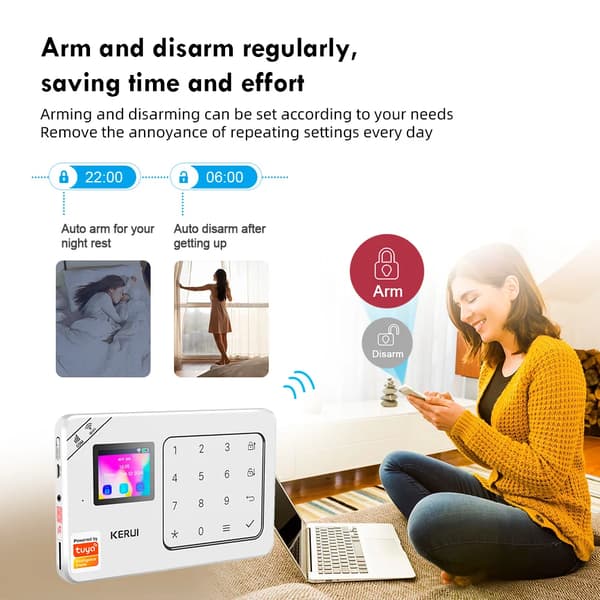 Alarm System, WiFi-forbindelse, Smart Home-integration,alarmsæt 2, EU-stik