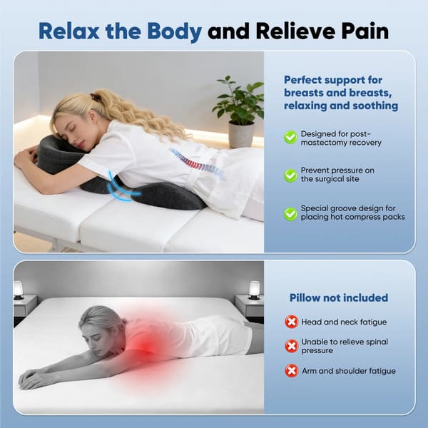 Massagepude, Ergonomisk Design, Åndbart Hukommelsesskum,sort
