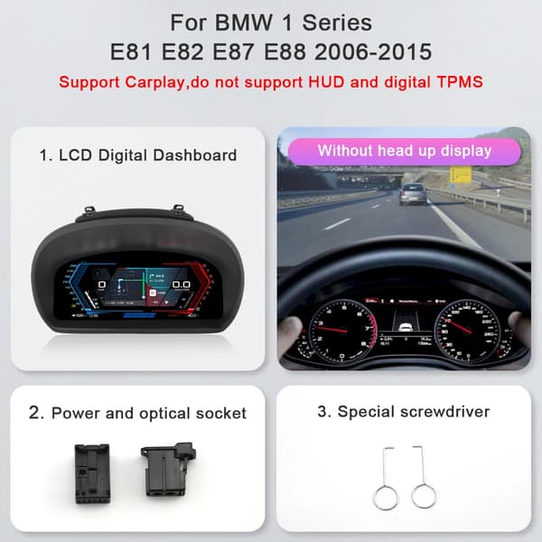 Digitalt Cluster, Trådløs Carplay, Realtidsnavigation,E87 Carplay