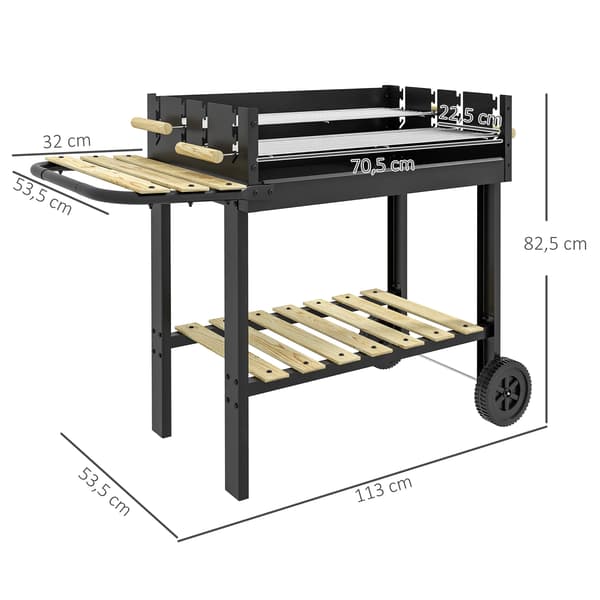 Grill, Bærbar Design, Justerbare Grillhøjder,sort
