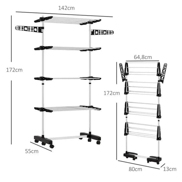 Tørrerack, Foldbart, Justerbare Niveauer,T1003-01-09887