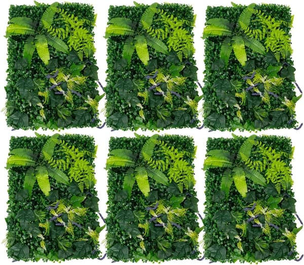 Konstgjorda häckpaneler, Set om 6, Realistiska 3D-blad,grön