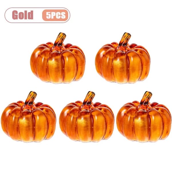 LED Græskar Lys, Blinkende Glød, Borddekoration,Guld-5PCS