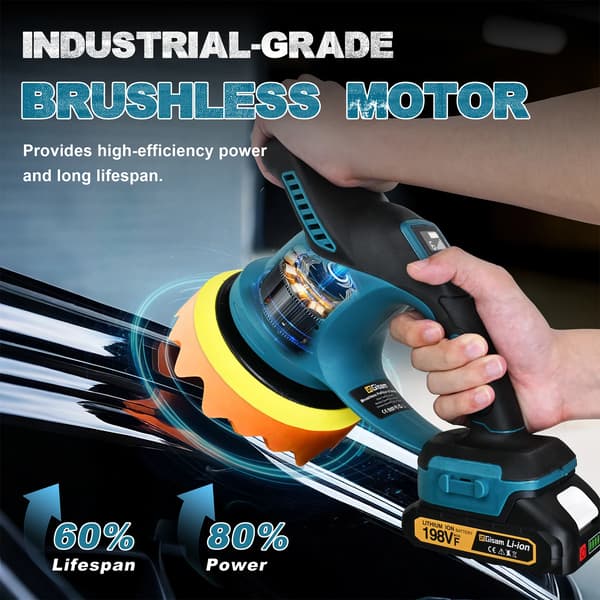 Bilpolerer, trådløs design, kompatibel med 18V batterier,2 Batteri