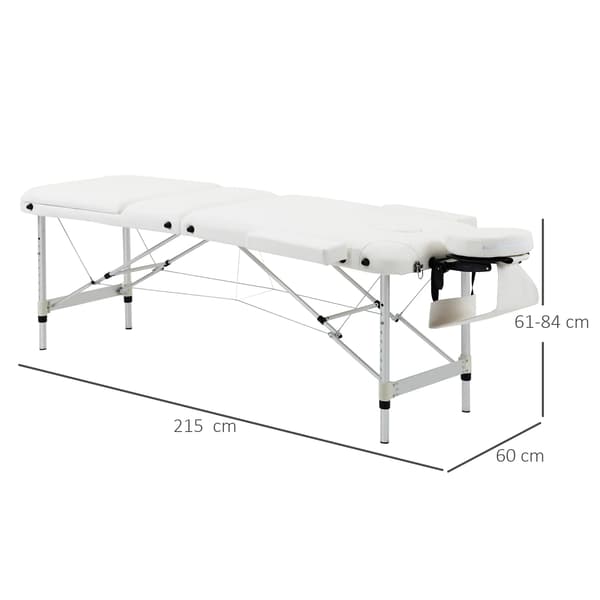 Massagebord, Justerbar Höjd, Fällbar Design, Vit
