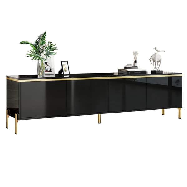 Cafébord, højglansfinish, multifunktionelt design,Sort - Partikelbræt