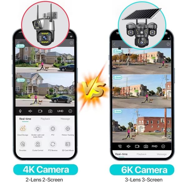 Solkamera, Triple-Lens, 4G-forbindelse,4G CCTV Ingen kort