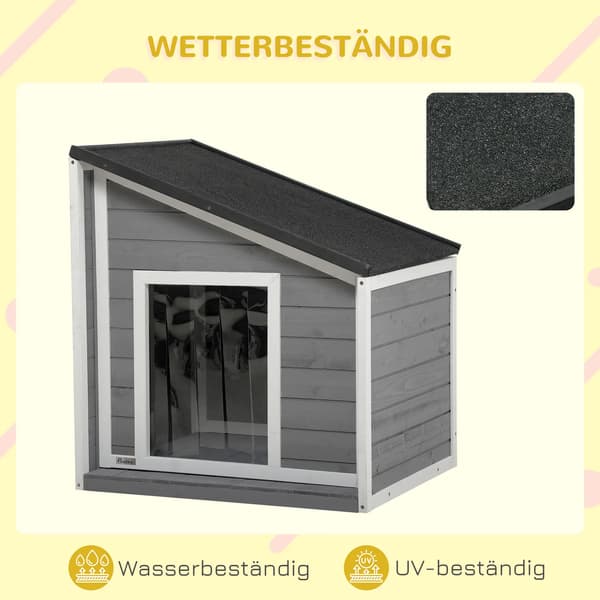 Hundhus, Väderbeständig Design, Fällbart Tak för Lätt Åtkomst,grå