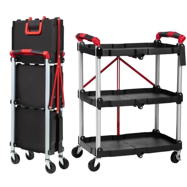 Transportvogn, Foldbart Design, Multi-Lags Opbevaring,Sort