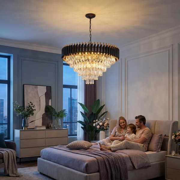 Kronelys, Moderne Design, Justerbar Hængende Lys,sort, 7,  300W