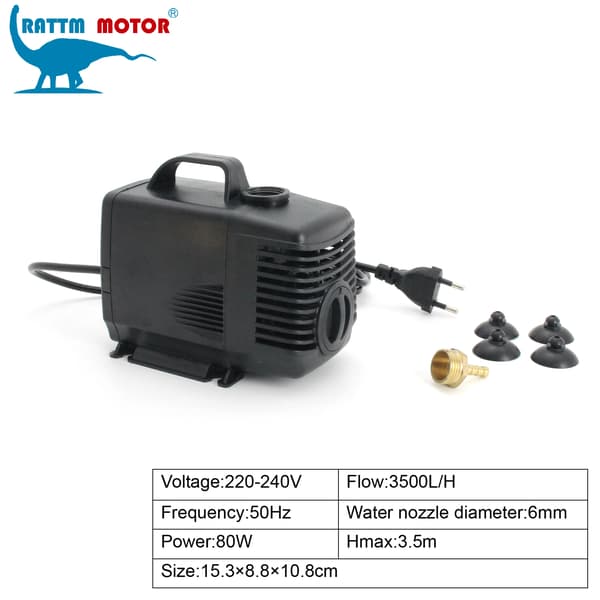 Vattenpump, 80W Effekt, 3000 L/H Flödeshastighet,80W 220V, EU