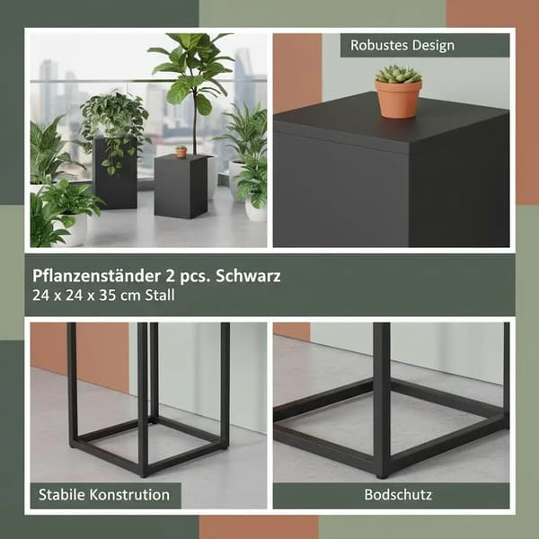 Växtställ, Stålram, Stilren Design,armégrön