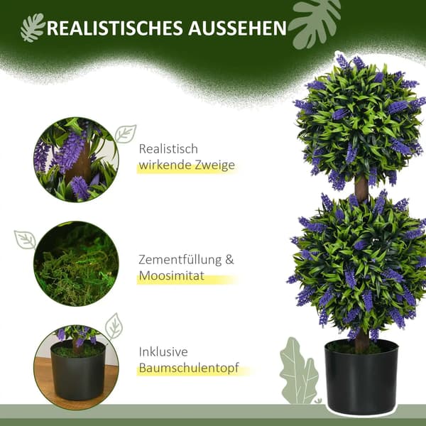 Kunstige planter, sæt af 2, UV-beskyttelse,grøn