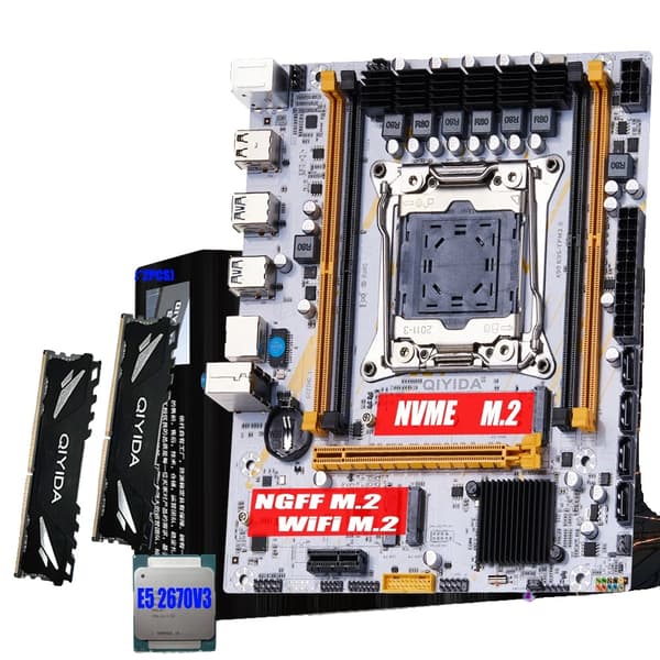 Bundkort, LGA 2011-3 sokkel, 64GB RAM understøttelse,Moderkort+CPU+RAM