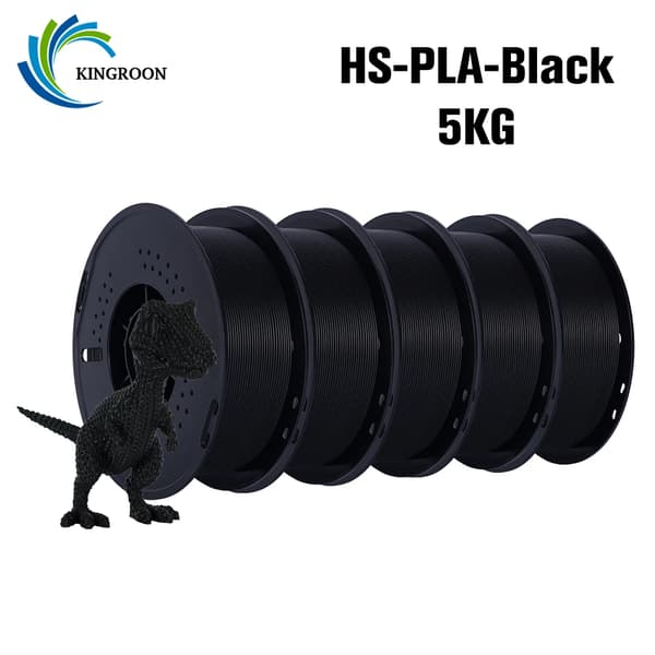 3D Filament, Bulk 5kg Spoler, Alsidig Materialevalg,5KG HS-PLA Sort