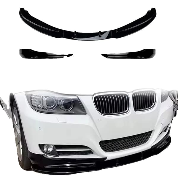 Front Bumper Lip Splitter, Glans Sort Farve, PP Plastmateriale, Designet til Luksus Sedan 3 Series E90 E91 LCI, Frontplacering, Antal: 1 sæt