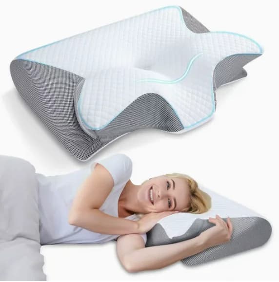 Memory Skum Nakke Pude, Ergonomisk Støtte, Behagelig Søvn,32x62cm-d, MØRKE GRÅ