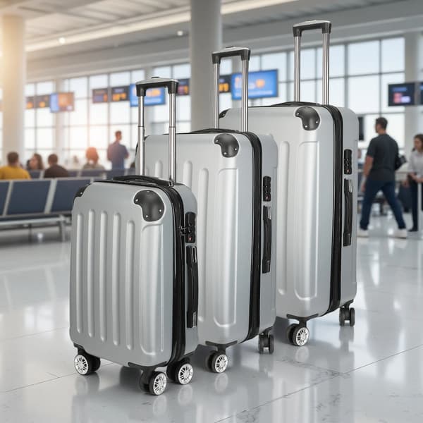 Bagageset, Hållbart ABS-material, 360° Hjulsystem, GRÅ