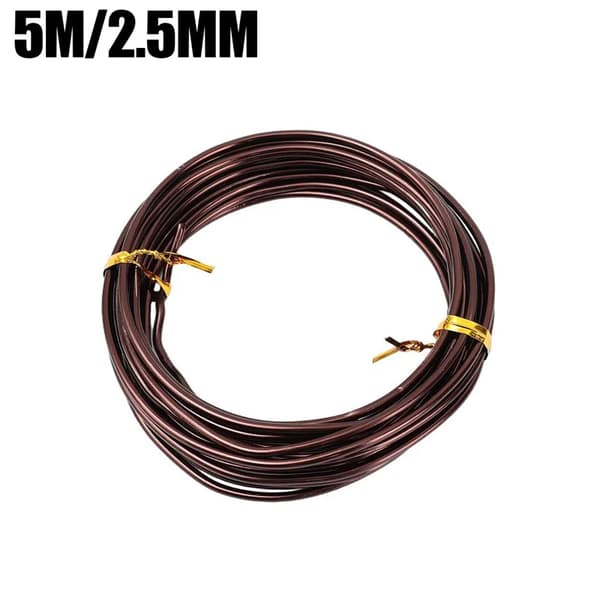 Bonsai Aluminiumtråd, Flexibelt Stöd, Hållbart Material,2Rullar (10m)-a, 2.5mm-Brown