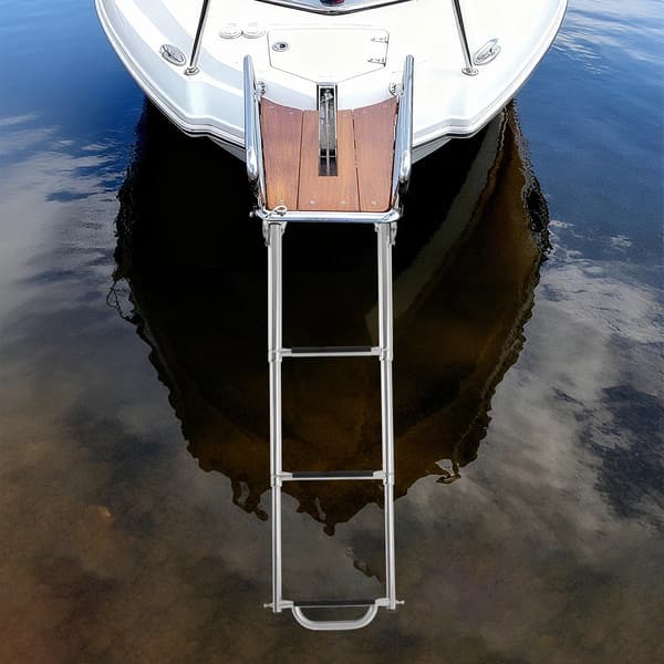 Bådtrappe, teleskopisk design, holdbart rustfrit stål,Sølv