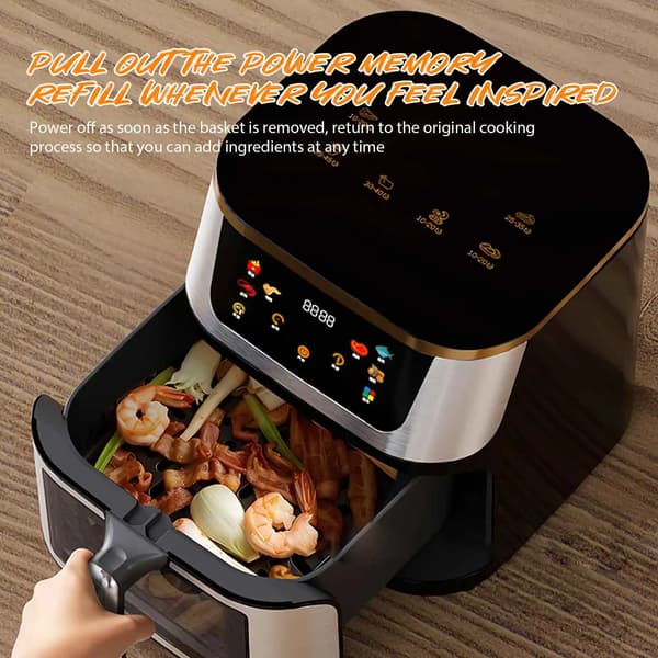 Luftfritös, Digital Touch Control, Nonstick Matlåda,EU, 8L