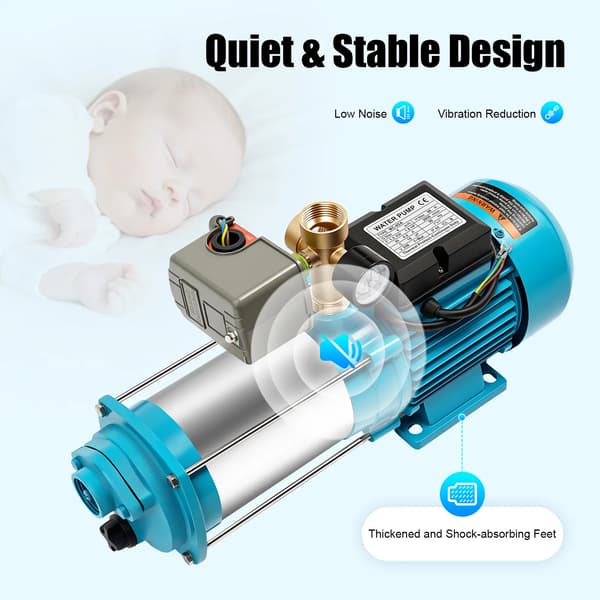 Vattenpump, Självprimande, Hög Effektivitet,Cyan, 220V, EU