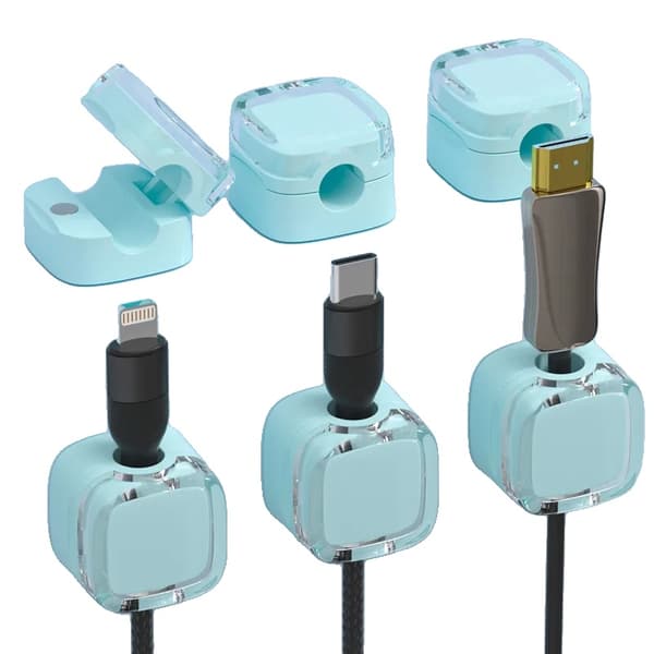 Magnetiske Opladerkabel Klips, Effektiv Kabelstyring, Stærk Magnetisk Hold,Blå