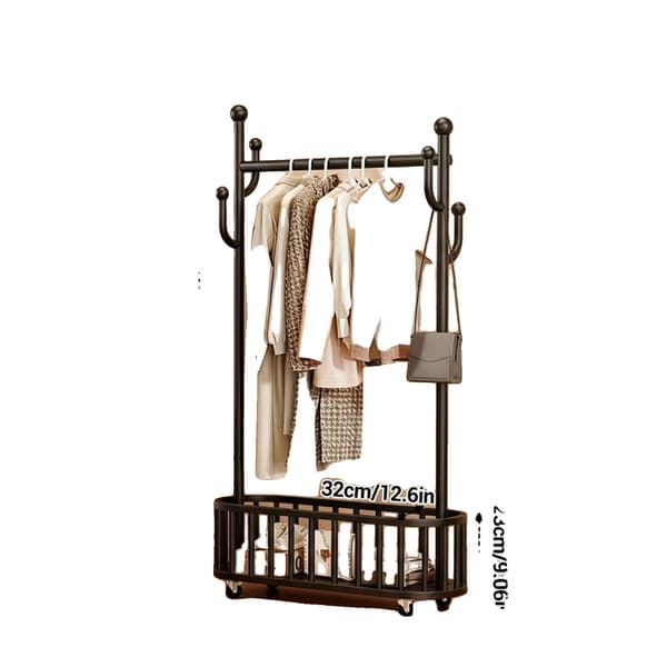 Tøjstang, Flytbar Design, Rustbestandig,Sort 100cm