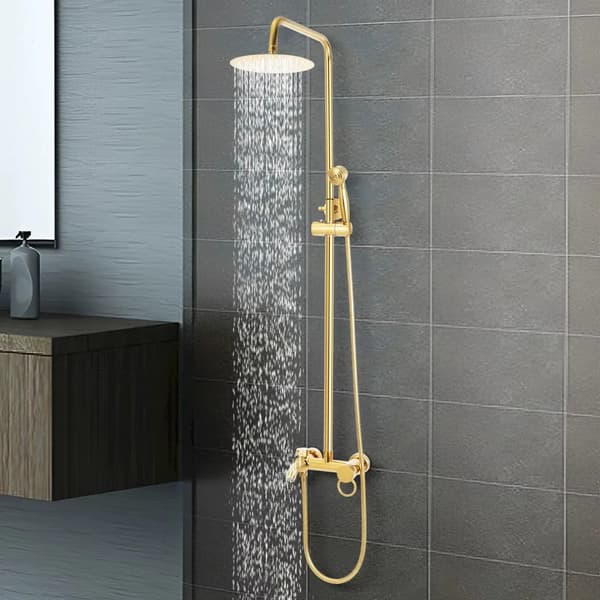 Duschsystem, handhållen spray, väggmonterad, Guld, G1/2