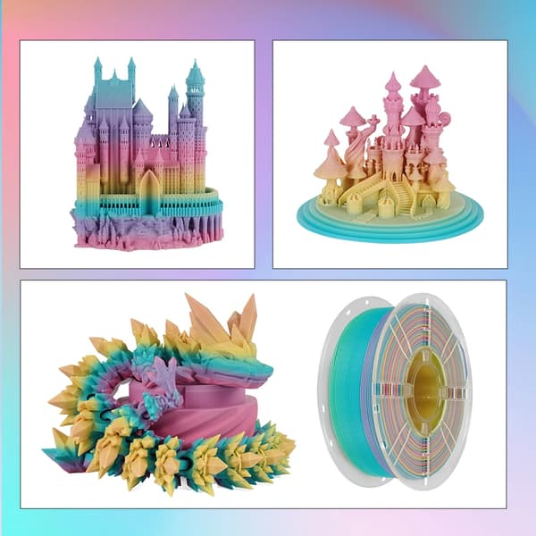 3D-print filament, multicolor effekt, mat finish,1KG