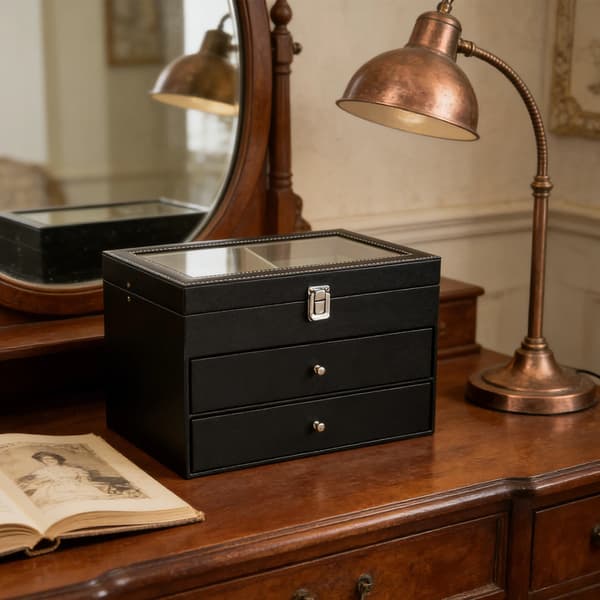 Opbevaringsboks, Elegant Design, Klar Visning,Sort