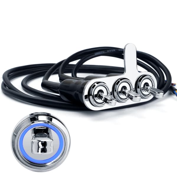 Motorcykelswitch, rustfrit stål, LED-belysning,3-I-1