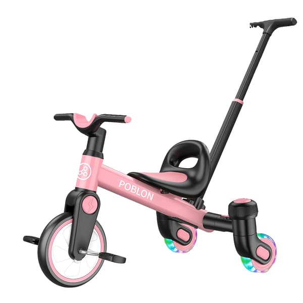 Børnecykel, 3 køretilstande, justerbart sæde,Pink