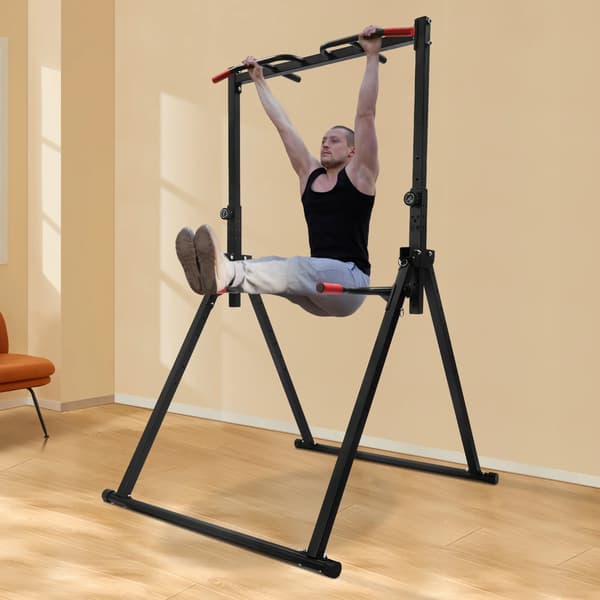 Pull Up Bar Station, 200 kg kapacitet, justerbar höjd,svart