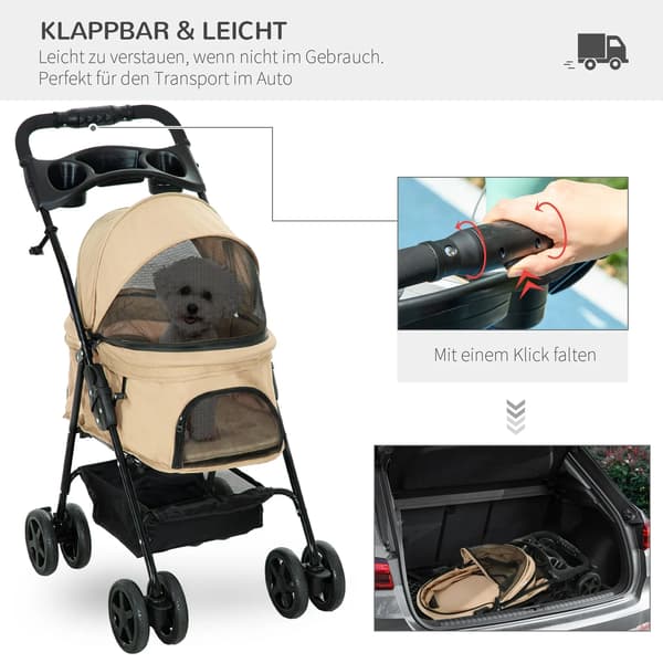 Hundetransportør, Sammenklappeligt Design, Robust Materiale,Te Brun