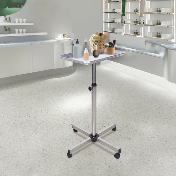 Barber Tray Cart, Höjdjusterbar, Lätt Rörlighet,Silver