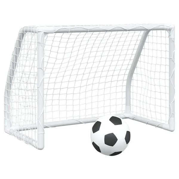 Børnefodboldmål, Holdbar metalramme, Nem montering,Hvid
