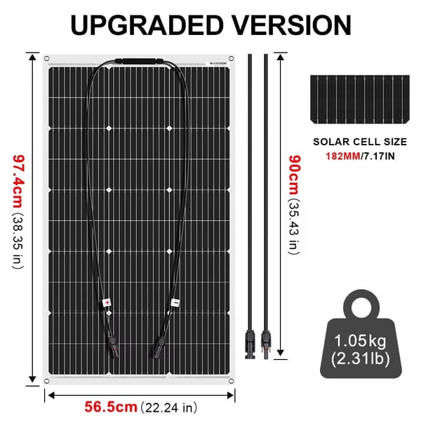 Solpanel, Flexibel Design, Hög Effektivitet,100W