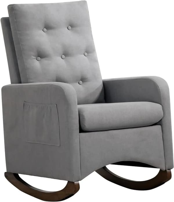 Gyngestol, Ergonomisk Design, Praktisk Opbevaring,Lys Grå