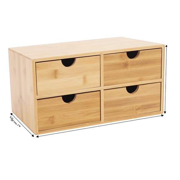 Skrivebordsorganisator, 4 Skuffe Design, Elegant Bambus Konstruktion,Træ