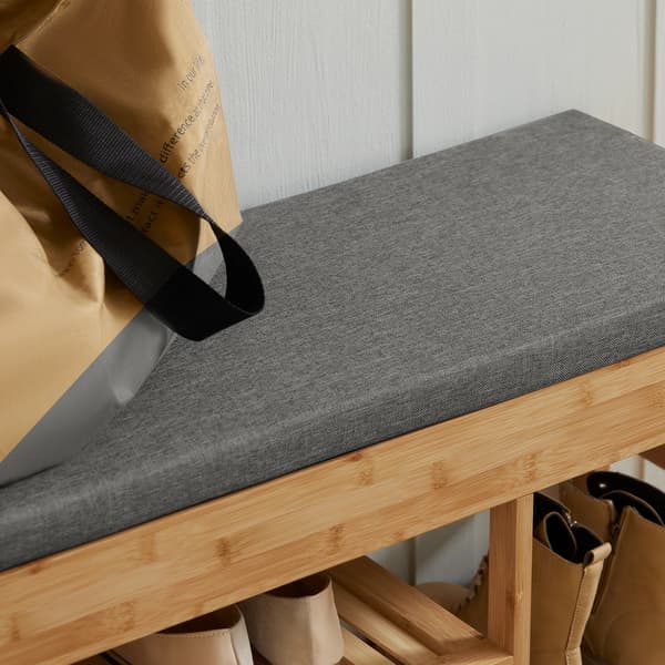 Sko-bänk, Bekväm Kudde, Stabilt Bambu-design,Ljus Kaffe