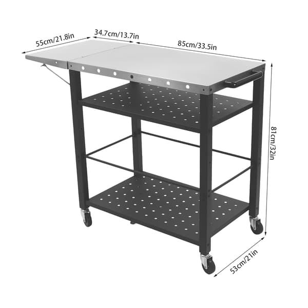 BBQ-vogn, Foldbart design, God opbevaringsplads,Sølv