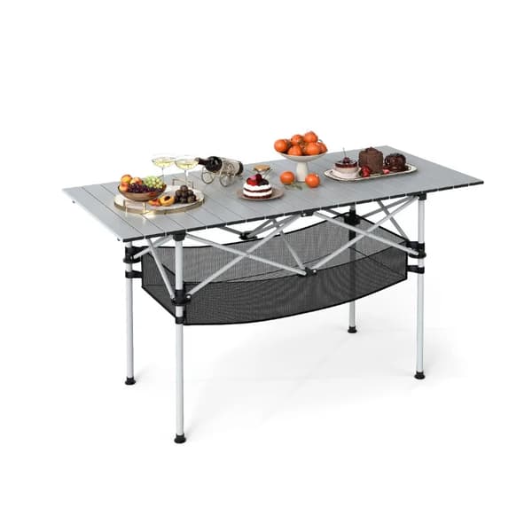 Fällbart Campingbord, Aluminiumtopp, Bärbar Design, armégrön