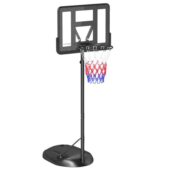 Basketballkurv, Justerbar Højde, Holdbar Konstruktion,sort