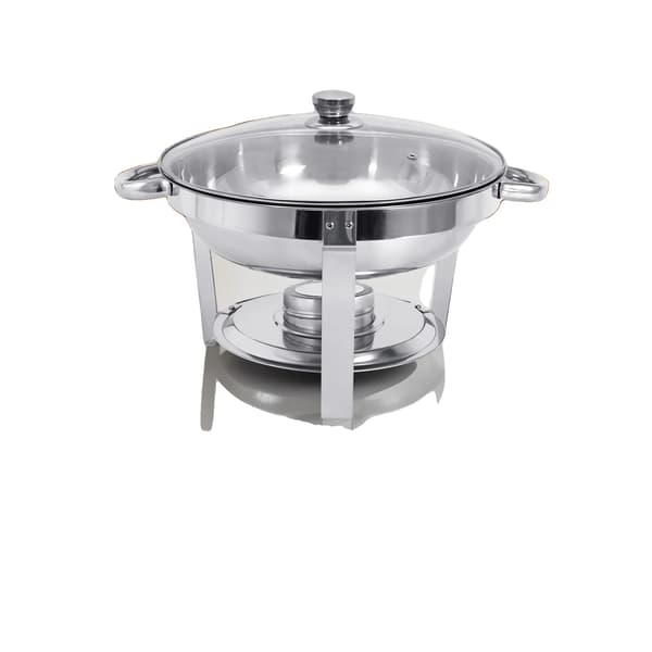 Chafing Dish, Rustfrit Stål, 5L Kapacitet,1Pakke-a, Glasdæksel-a