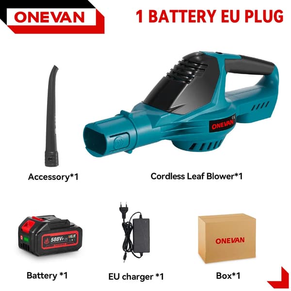 Elektrisk Luftblåsare, 5500W Effekt, 5 Justerbara Växlar, 1 Batterisats