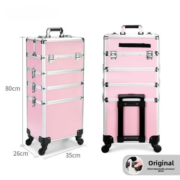 Makeup Trolley Case, Rummelige Rum, Holdbart Metaldesign,914MK-4C-PINK
