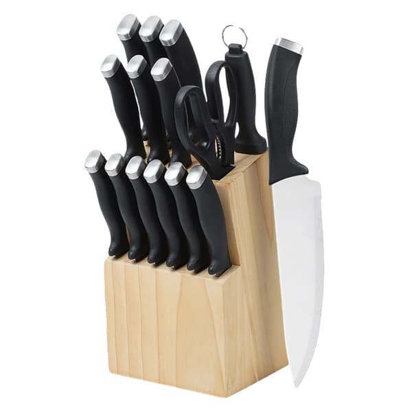 Køkkenkniv Sæt, Rustfrit Stål Blade, Ergonomiske Håndtag,naturlig træfarve
